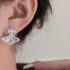 Pendientes de Saturno con Diamantes Completos Diseño de Nicho Femenino Pendientes de Circonita Plata de Ley Moda Personalidad Exquisitos Versátiles Joyería de Gama Alta