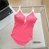 Camisola de Cinco Colores con Estampado de Cangrejo y Bloques de Color con Copas, Camiseta sin Mangas de Verano con Cuello en V Dulce y Picante Sexy Ajustada para Mujer, Adecuada para Usar en Capas o Sola