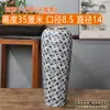 Vaso Azul y Blanco de Cerámica Jingdezhen de 35 cm de Alto Mueble para el Hogar Habitación Modelo Recipiente para Flores con Borde Dorado Rábano Delgado Jarrón Hecho a Mano