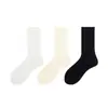 Meias Largas Xiaohongshu Meias para Gestantes Meias Masculinas Femininas Meia-panturrilha Meias 100% Algodão Primavera Outono Todas as Estações Moda Ins Cor Sólida Preto Branco Meias Largas