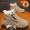 Zapatos de Invierno para Hombre Botas de Caña Alta Forradas de Lana Antideslizantes Resistentes al Desgaste Zapatos de Trabajo para Construcción Cálidos de Algodón Espeso Zapatos de Protección Laboral para Hombre