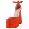 Sandalias de Verano para Mujer, Moda Europea y Americana, Plataforma Impermeable, Punta Cuadrada, Diseño Hueco, Tacón Grueso, Punta Cerrada, Sandalias de Satén para Pasarela