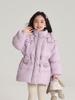 Chaqueta de plumón de invierno para niñas, nueva, de longitud media y larga, con capucha y tejido triple impermeable DuPont, diseño de cintura.