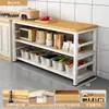 Estante de almacenamiento de cocina multifuncional, gabinete de pie, mesa de corte, banco de trabajo, gabinete de almacenamiento de microondas de varias capas, gabinete lateral estrecho