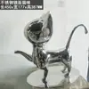 Acero Inoxidable Acabado Espejo Escultura de Gato Adorno Paisajismo de Jardín Comunidad Oficina de Ventas al Aire Libre Arte Decorativo de Lujo Ligero