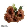 Novo buquê de rosas artificiais com 5 cabeças para decoração suave de sala de estar, mesa de escritório, adereço de fotografia, flores artificiais