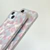 Estampa de leopardo rosa coreano para iPhone 15 nicho de capa de celular ins fio de penas de camada dupla 14 / 13Pro capa protetora