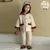 Pijama de Invierno para Niños, Engrosado, Cálido, Forrado de Polar para Bebé, Acolchado de Tres Capas, Conjunto de Ropa para Casa para Niños y Niñas