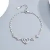 Prata 925 Maciça 6x6 Formato de Coração Base Vazia DIY Moissanita Estilo Ins Trevo de Quatro Folhas Guardião Coração Doce Pulseira