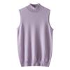 Suéter Cálido de Otoño e Invierno sin Mangas con Cuello Medio Alto de Cachemira Pura para Mujer, Camisola de Punto Ajustada para Capa Interior