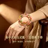 Serie de apilamiento de doble capa - popular pulsera de máscara de zorro, nuevo estilo chino, pacífica y elegante, doble bucle, pulsera de nicho con cuentas