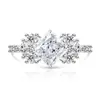 Anillos de Flor de Hielo de Piedra Preciosa de Colores Más Vendidos en Tiktok con Diamantes de Alto Carbono Paraiba Súper Brillantes, Dropshipping de Transmisión en Vivo Transfronteriza