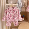 Pijama de Otoño e Invierno para Niños Conjunto de Cárdigan con Cuello Solapa para Niños Manga Larga Dibujos Animados Cálido Ropa de Casa para Niños y Niñas Pequeños