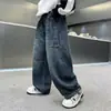 Jeans de pierna recta para niños, nuevo estilo de moda otoño 2026, pantalones de otoño geniales para niños, pantalones largos holgados para niños mayores, estilo callejero