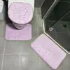 Tapete de Chão para Banheiro de Esponja de Flanela, Conjunto de Três Peças para Vaso Sanitário de Pedrinhas, Tapete de Entrada Absorvente de Água Antiderrapante, Tapete para Pés de Banheiro