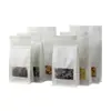 Bolsas de Empaque de Alimentos Escarchadas con Ventana, Bolsas Auto Sellables de Fondo Plano, Bolsas para Nueces, Bolsas para Té, Bolsas Auto Sellables de Papel Kraft, Bolsas con Sello de Ocho Lados