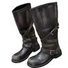 Estação Europeia 2026 Outono/Inverno Novas Botas Femininas de Cano Médio em Couro Genuíno Estilo Retrô Cor Queimada Desgastada com Fivela Empilhada