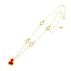 Puzuo Retención de Color Fuerte Oro Brillante 24K Hueco Incrustado con Diamante Collar de Cinco Calabazas Lujo Ligero Nicho Sentido de Alta Gama Cadena para Clavícula Fu Lu