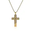 Collar con cruz de escritura transfronteriza nuevo para hombres y mujeres, colgante de acero inoxidable brillante, cadena para suéter versátil, joyería europea y americana