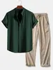 Conjunto Moderno de Camisa de Manga Curta Solta com Estampa 3D e Calça Longa para Homens, Roupa Casual de Primavera e Verão [Feito Sob Encomenda]