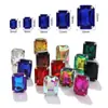 Taladro de Garra de Cristal Octagonal Cuadrado Largo Multicolores Vestido Vestido de Boda Zapatos Accesorios de Joyería Fondo Blanco K Taladro Cosido a Mano con Agujeros