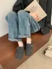 Zapatos de Piel con Suela Gruesa de 3CM para Aumentar la Altura Interior, Punta Redonda, sin Cordones, con Borrego para Mujer 2026 Invierno Cálidos, Estilo Birkenstock, Versátiles, Zapatos de Algodón