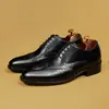 Transfronterizos Tallas Grandes Piel de Vaca Formal de Negocios Zapatos de Cuero Moda Zapatos de Cuero Tallado para Hombre Estilo Británico Moderno Cuero Genuino Zapatos de Cuero Hombre