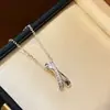 Collar Cruz de Plata de Ley S925 con Mitades de Diamante Entrelazadas para Mujer, Cadena Clavicular de Lujo Ligero de Nicho, Envío Directo de Una Pieza