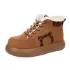 Botas de Nieve para Mujer Estilo Casual Retro Nuevo de Invierno Suela Gruesa Ligeras Estampado de Leopardo Zapatos de Algodón Engrosados con Terciopelo Cierre de Cordones Antideslizantes