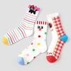 Calcetines de Tubo Medio de Gato de Dibujos Animados Renacentista Verano Delgados de Malla Transpirable con Rayas de Arcoíris para Niña Linda