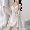 Camisola de luxo sexy feminina de verão, camisola de seda gelada, conjunto de camisola com costas bonitas, roupas de alta qualidade para casa