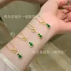 Atacado de fábrica pequeno vermelho departamento material perigoso natural yang verde jade novo cabaça chinesa pingente s925 prata incrustação alto senso