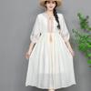 Dali Erhai Sanya Xinjiang turismo nuevo lino de seda bordado forro de algodón adelgazante de cintura para mujer vestido de algodón lino