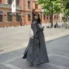 Trench coat alto cinza ZLS para mulheres, novo casaco estendido até o tornozelo para primavera e outono de 2026, peça de outer wear elegante