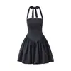 Poncho Corto con Cordones para Cuello de Chica Atractiva Falda Corta Estilo Europeo y Americano para Mujer Vestido Sexy Escotado Ajustado sin Espalda