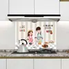 Novos Adesivos de Cozinha Doméstica à Prova de Óleo, Impermeáveis, Resistentes a Altas Temperaturas, Adesivos de Parede para Fogão, Desenhos Animados, Folha de Alumínio, Adesivos Autoadesivos para Azulejos, Atacado