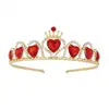 Nuevo Estilo Brillante Colorido Corazón de Melocotón Corazón Rojo Piedra Preciosa Aleación Pedrería Corona Tocado de Novia Boda Fiesta de Princesa Infantil