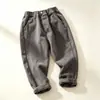 Calça Casual Infantil para Primavera e Outono, Calça Longa Reta 100% Algodão para Meninos e Meninas, Calça Moderna Estilo Coreano para Bebês e Crianças