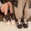 Zapatos Casuales de Algodón con Cordones Versátiles para Mujer para Exteriores en Invierno, Estilo Coreano, Forrados de Felpa, Engrosados, Zapatillas Cálidas, Mocasines Cómodos de Felpa