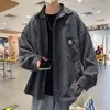 Chaqueta Fina de Pana para Primavera y Otoño para Hombre, Marca Ins Trendy Estilo Hong Kong, Corte Holgado, Camisa Elegante, Versátil Camisa de Manga Larga Versión Coreana