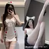 Roupa Íntima Sexy Roupa Íntima Sexy Pura Seio Pequeno Pijama de Três Peças Uniforme de Enfermeira Charme da Meia-Noite Tentação na Cama Terno Paixão