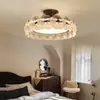 Luminária de Teto para Quarto Francês Estilo Mid-Century Americano Luminária de Teto Flor de Cristal Quarto de Alto Padrão Quarto Principal Luminária de Estudo