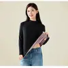 Nova camisa base de fleece espessada para outono e inverno para mulheres, com fleece extra, alta elasticidade, modeladora, à prova de frio, top de gola média