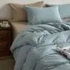 Juego de cuatro piezas de algodón puro lavado vintage 100% algodón sábana bajera funda nórdica sábana encimera juego de ropa de cama de tres piezas para estudiantes 1.8