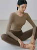 Top de yoga adelgazante para primavera y verano con almohadillas en el pecho, mangas largas, secado rápido, talla grande, para mujeres de talla grande, conjunto deportivo para mujer para entrenamiento de Pilates
