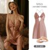 Pijama sexy para mujer cinta de hielo almohadilla en el pecho fino 2022 nuevo deseo puro alta gama tentación tiras camisón conjunto de dos piezas