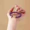 Pulsera de Calabaza de Cristal Morado de Círculo Único para Mujer con Colgante de Amuleto de la Suerte, Pulsera Única y Versátil para Jugar y Usar, Regalo para Mejor Amiga