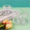 Taza de Vidrio de Lujo Destacada Copa de Vino Taza de Té Transparente Patrón Brillante con Asa y Plato Taza