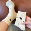 Meias de Lã Australiana Bordadas com Desenhos Animados Macios e Fofos com Bolinhas Doces e Adoráveis e Renda, Meias de Cano Médio para Outono e Inverno, Forradas com Fleece e Espessadas