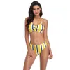 Bikini 2021 nuevo comercio exterior banda de color Europa y Estados Unidos traje de baño transfronterizo para mujer Amazon fabricantes de trajes de baño de dos piezas al por mayor